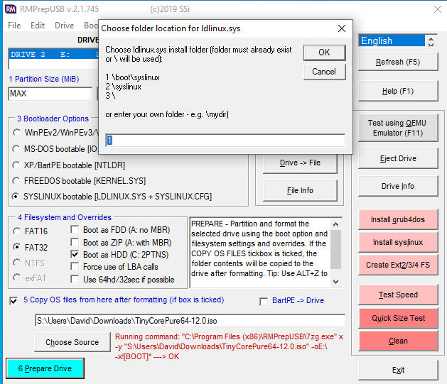 RMprep setting screen