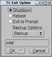 Tiny Core App Exit options
