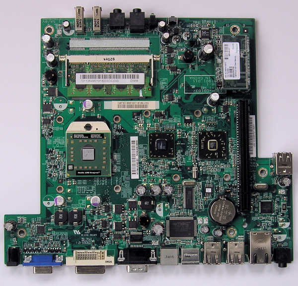 The top of the HP t5730 motherboard