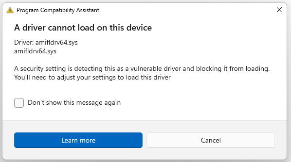 Creation error message