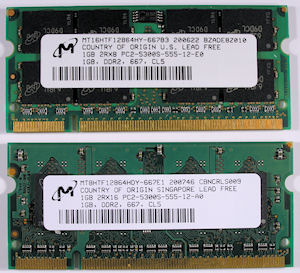 Two 1GB SODIMMS
