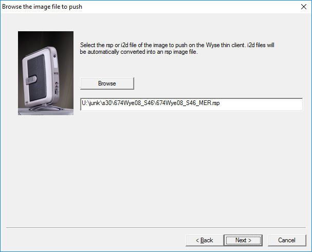 Wyse USB Imaging program select the OS files