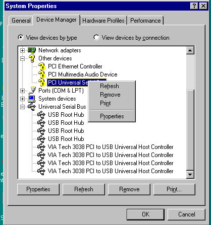 Control Panel USB list